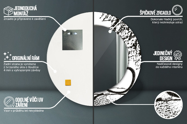 Ronde spiegel met bedrukte lijst Graffiti-patroon