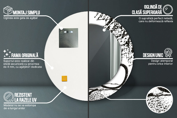 Ronde spiegel met bedrukte lijst Graffiti-patroon
