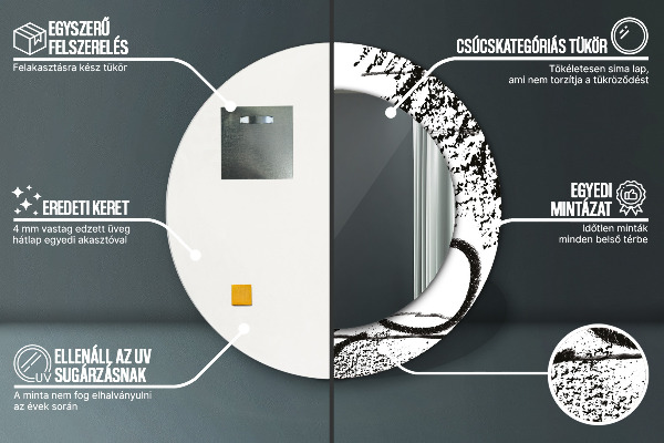 Ronde spiegel met bedrukte lijst Graffiti-patroon