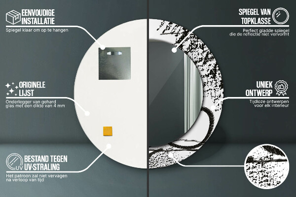 Ronde spiegel met bedrukte lijst Graffiti-patroon