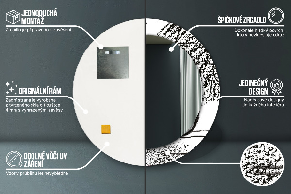 Ronde spiegel met bedrukte lijst Graffiti-patroon