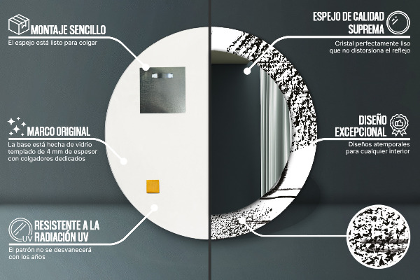 Ronde spiegel met bedrukte lijst Graffiti-patroon