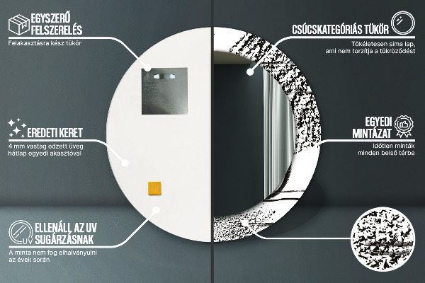 Ronde spiegel met bedrukte lijst Graffiti-patroon
