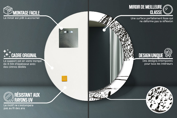 Ronde spiegel met bedrukte lijst Graffiti-patroon