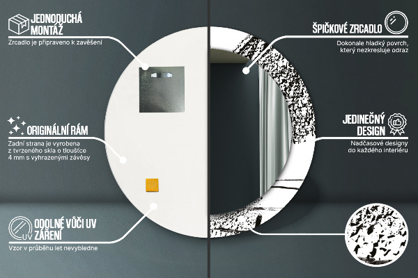 Ronde spiegel met bedrukte lijst Graffiti-patroon