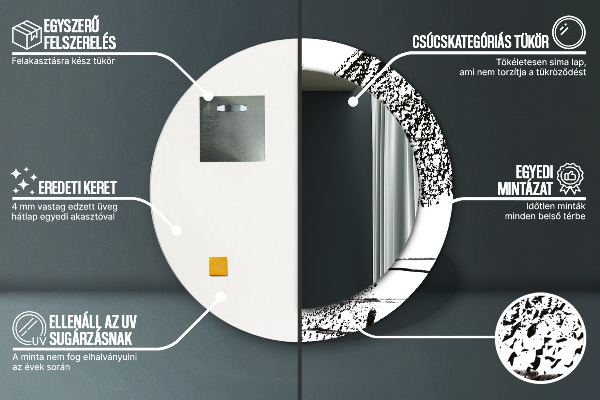 Ronde spiegel met bedrukte lijst Graffiti-patroon