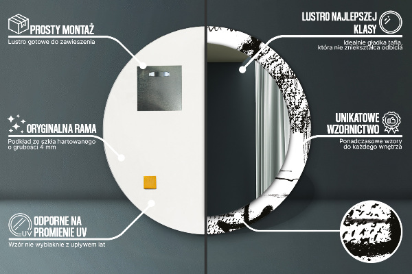 Ronde spiegel met bedrukte lijst Graffiti-patroon