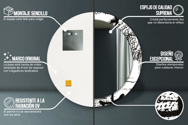 Ronde spiegel met bedrukte lijst Graffiti-patroon