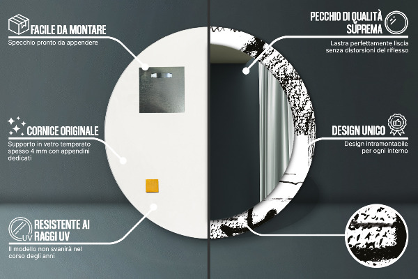 Ronde spiegel met bedrukte lijst Graffiti-patroon
