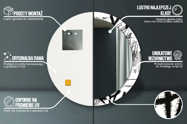 Ronde spiegel met bedrukte lijst Graffiti-patroon
