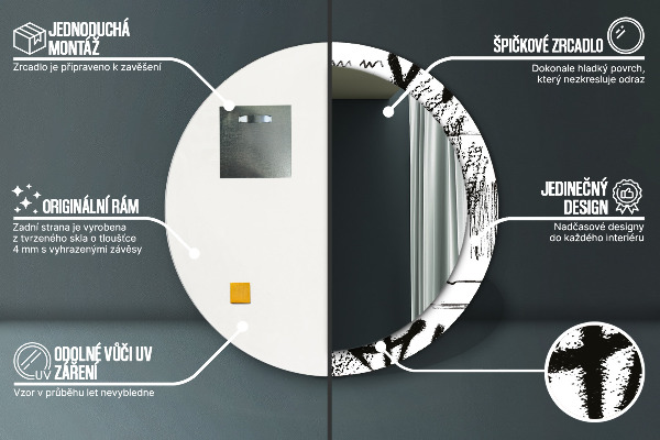 Ronde spiegel met bedrukte lijst Graffiti-patroon