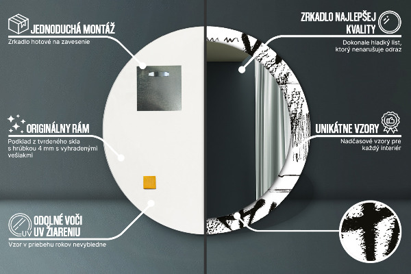 Ronde spiegel met bedrukte lijst Graffiti-patroon