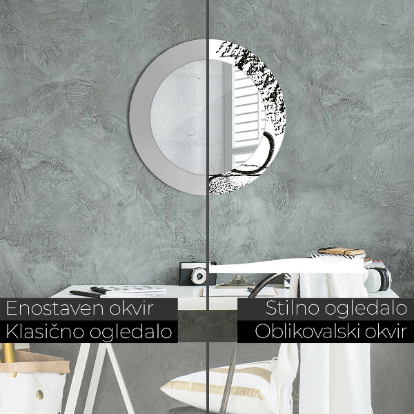 Ronde spiegel met bedrukte lijst Graffiti-patroon