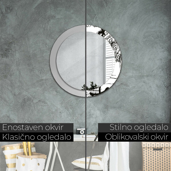 Ronde spiegel met bedrukte lijst Graffiti-patroon