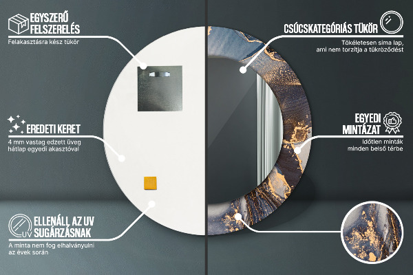 Ronde wandspiegel met print Abstracte vloeistof