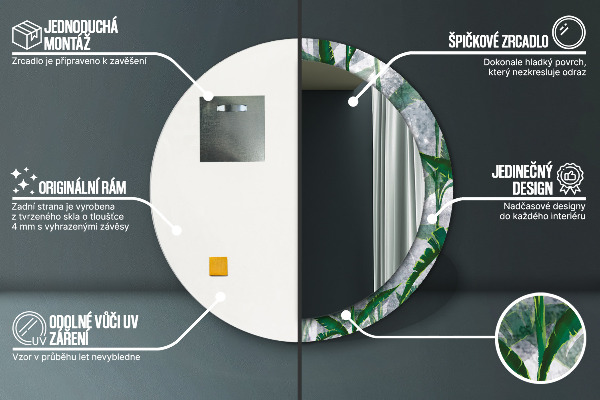 Bedrukte ronde spiegel Tropische bladeren