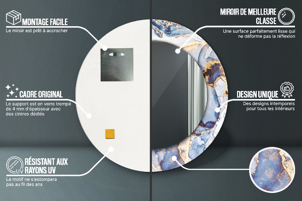 Ronde spiegel met decoratie Abstracte vloeibare kunst