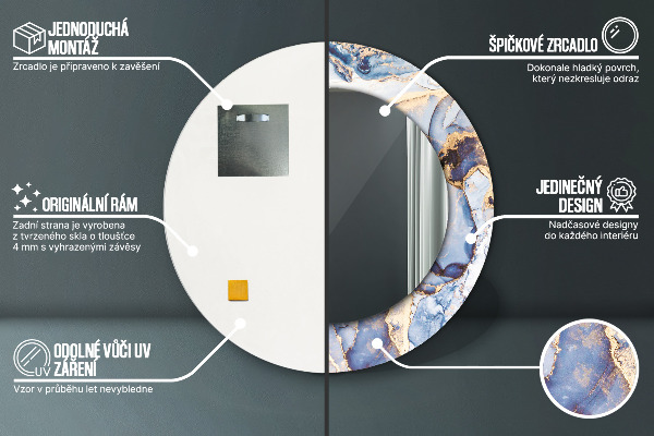 Ronde spiegel met decoratie Abstracte vloeibare kunst