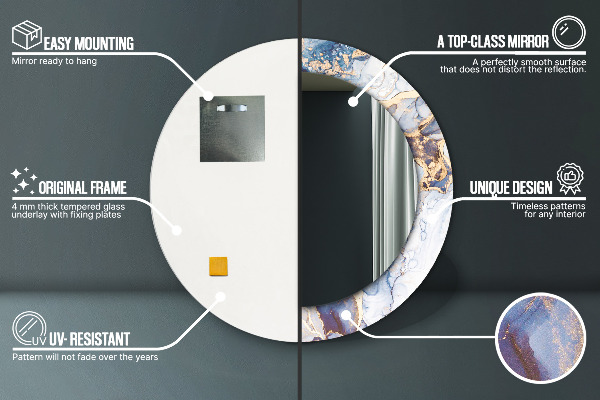 Ronde spiegel met decoratie Abstracte vloeibare kunst