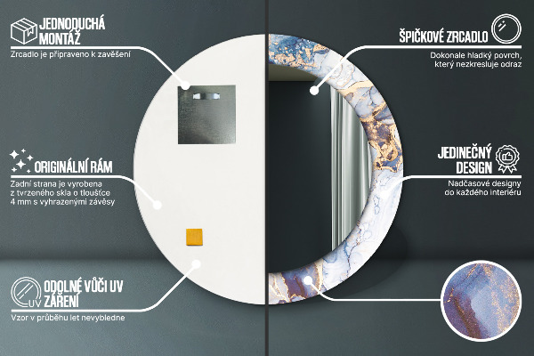 Ronde spiegel met decoratie Abstracte vloeibare kunst