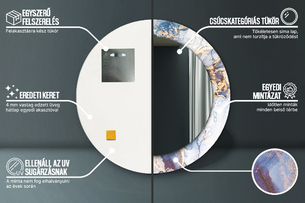 Ronde spiegel met decoratie Abstracte vloeibare kunst