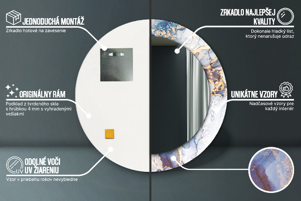 Ronde spiegel met decoratie Abstracte vloeibare kunst