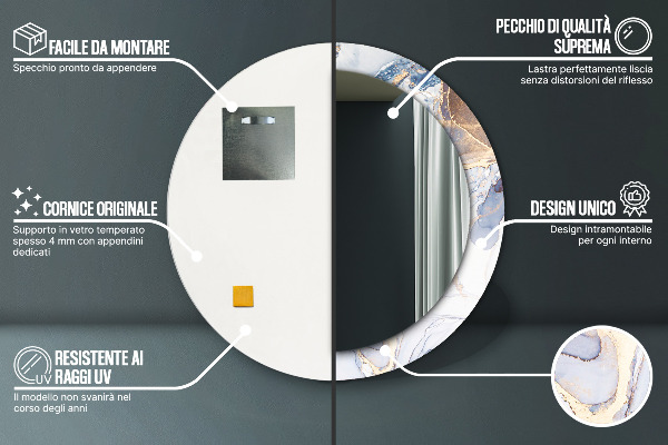 Ronde spiegel met decoratie Abstracte vloeibare kunst