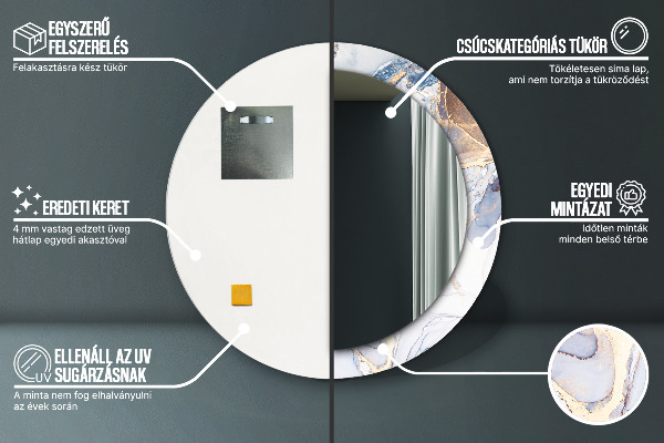 Ronde spiegel met decoratie Abstracte vloeibare kunst