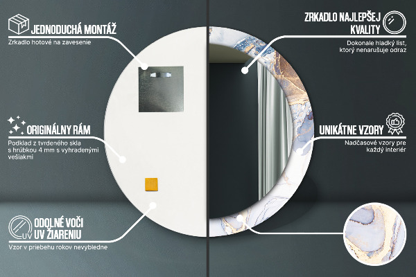 Ronde spiegel met decoratie Abstracte vloeibare kunst