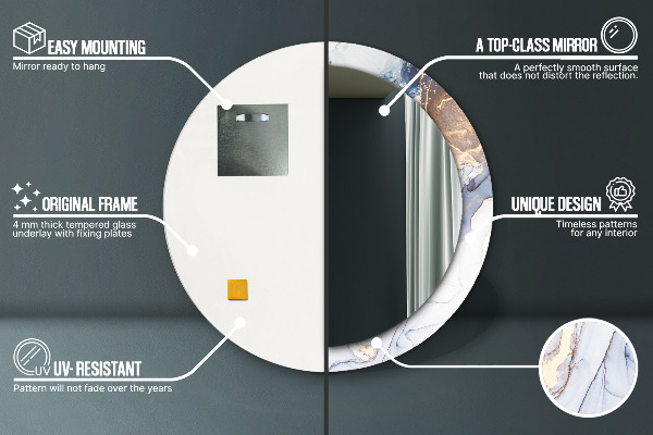 Ronde spiegel met decoratie Abstracte vloeibare kunst