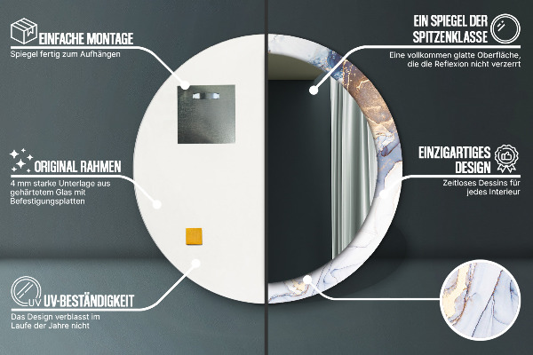 Ronde spiegel met decoratie Abstracte vloeibare kunst