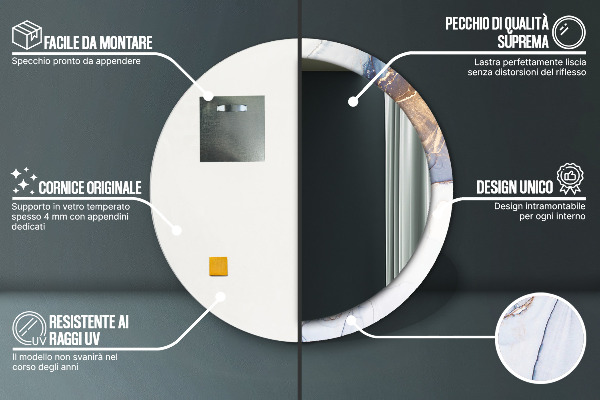 Ronde spiegel met decoratie Abstracte vloeibare kunst