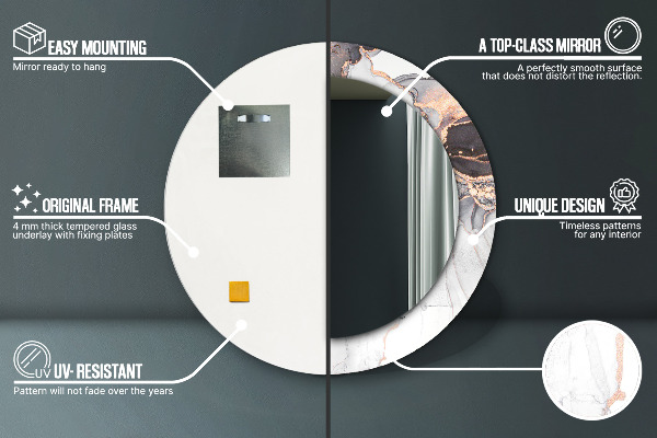 Ronde wandspiegel met print Abstracte vloeistof