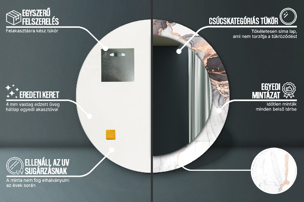 Ronde wandspiegel met print Abstracte vloeistof