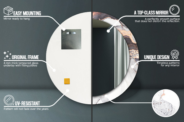 Ronde wandspiegel met print Abstracte vloeistof