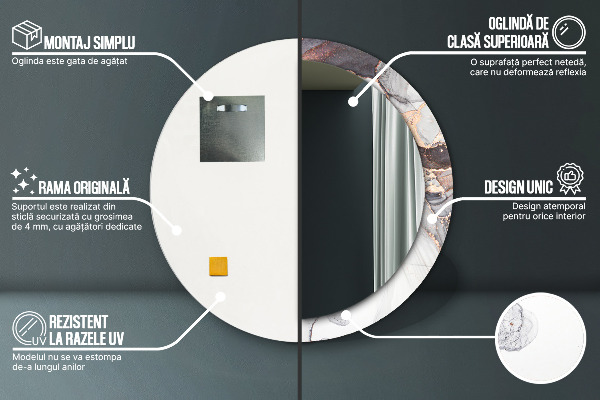 Ronde wandspiegel met print Abstracte vloeistof
