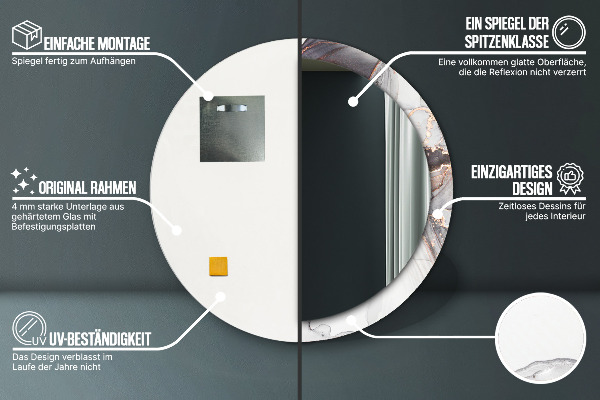 Ronde wandspiegel met print Abstracte vloeistof