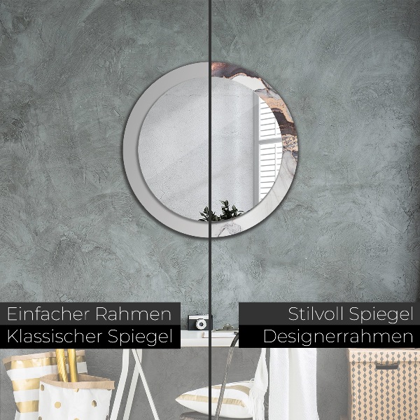 Ronde wandspiegel met print Abstracte vloeistof
