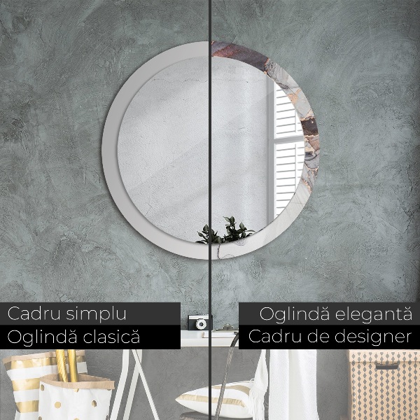 Ronde wandspiegel met print Abstracte vloeistof