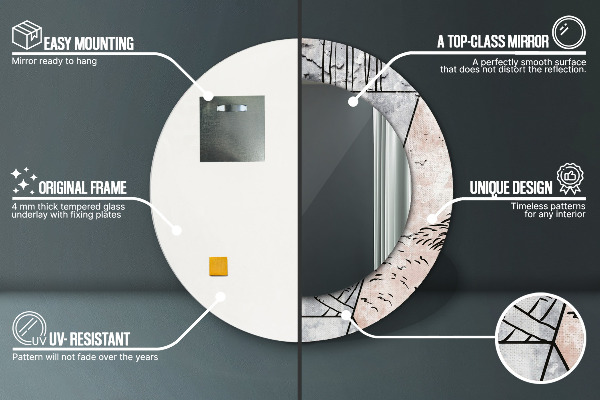 Ronde spiegel met decoratie Abstracte dieren