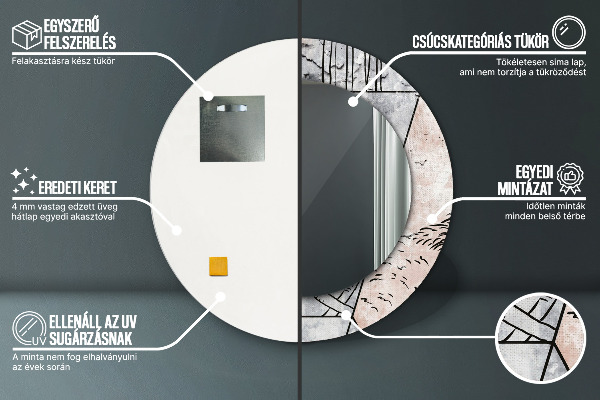 Ronde spiegel met decoratie Abstracte dieren