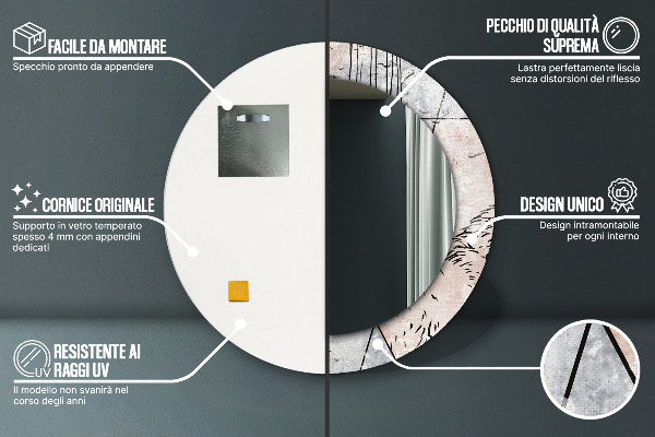 Ronde spiegel met decoratie Abstracte dieren