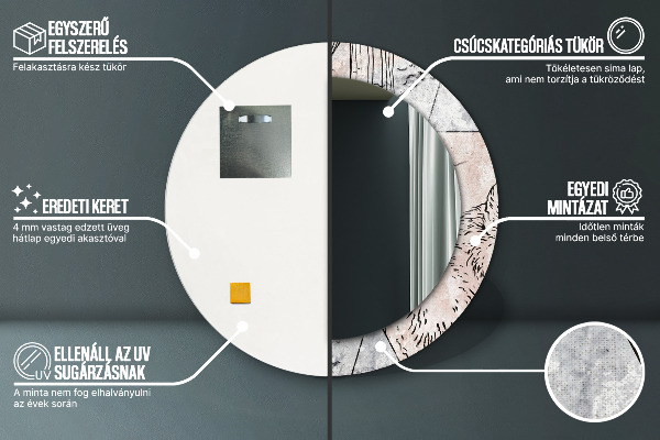 Ronde spiegel met decoratie Abstracte dieren