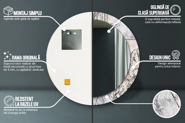 Ronde spiegel met decoratie Abstracte dieren
