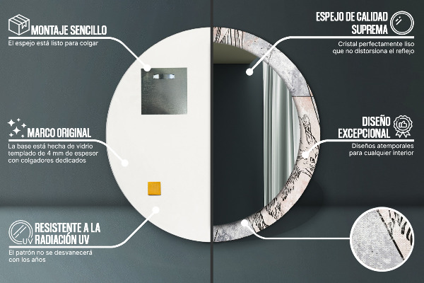 Ronde spiegel met decoratie Abstracte dieren