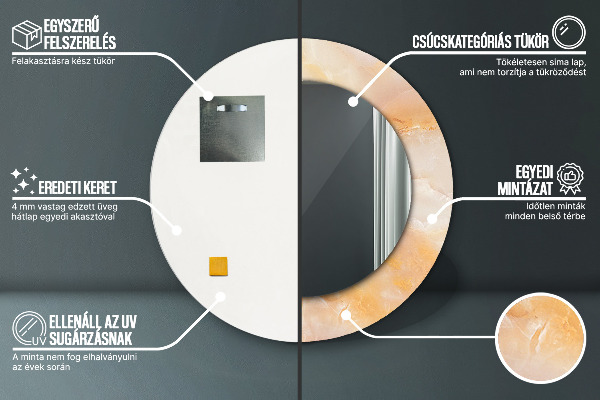 Ronde spiegel met decoratie Onyx-marmer