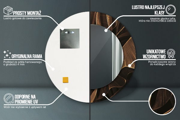 Bedrukte ronde spiegel Bruine bananenbladeren