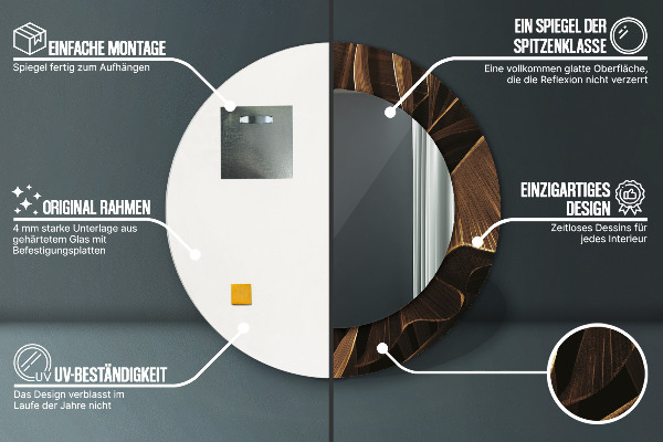 Bedrukte ronde spiegel Bruine bananenbladeren