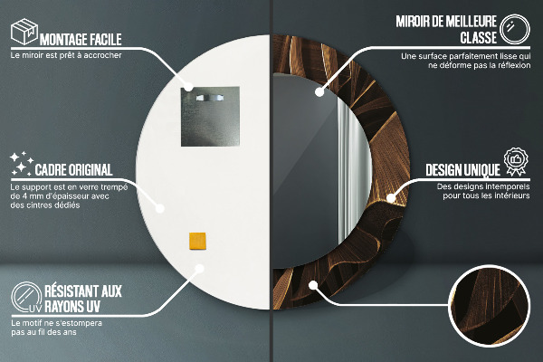 Bedrukte ronde spiegel Bruine bananenbladeren