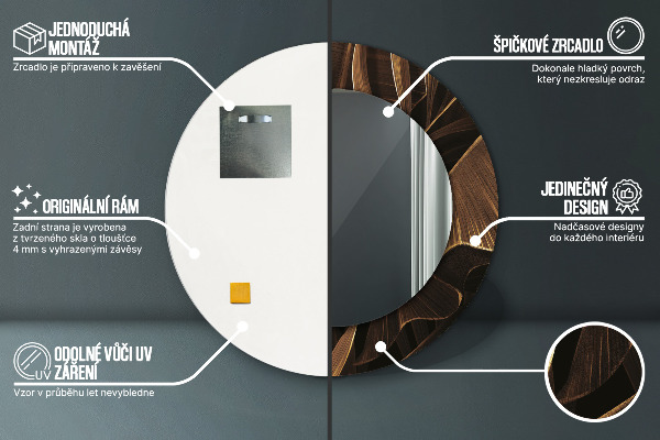 Bedrukte ronde spiegel Bruine bananenbladeren
